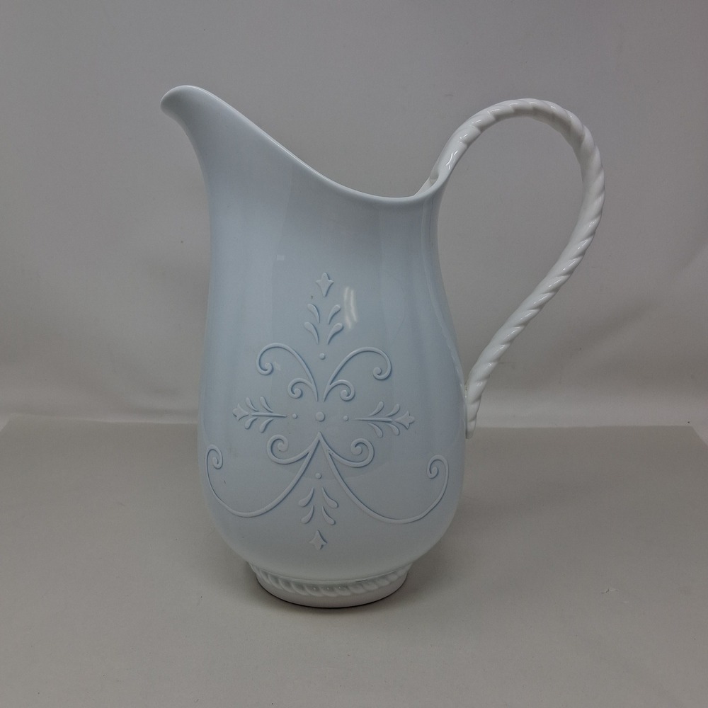 Lenox Swedish Lodge Blue Pitcher Louise Le Luyer Twisted Handle 10.5in